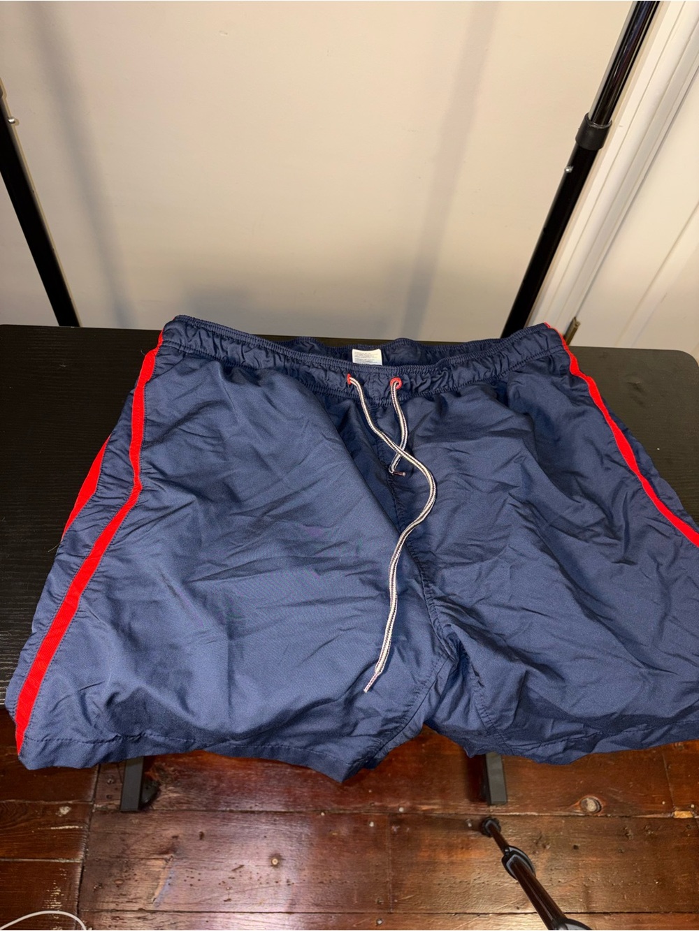 Speedo Navy Swim Trunks with Red Accent